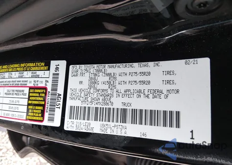 2021 Toyota Tundra Platinum z USA, uszkodzony, nr VIN 5TFGY5F14MX280670